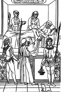 Рис. 5.1. Посещение больного чумой. Из книги Кетама «Fasciculus medicinae», Венеция, 1493
