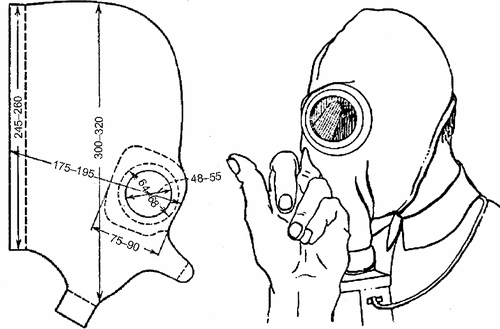 Рис. 44.3. Шлем Кумманта с отростком для протирания очков (Фигуровский Н. А., 1942)
